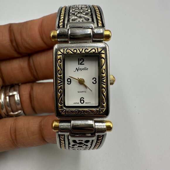 3/$30 Novelle Watch Women Silver Gold  Decorative Band Hinged Cuff Band Working - Picture 1 of 12